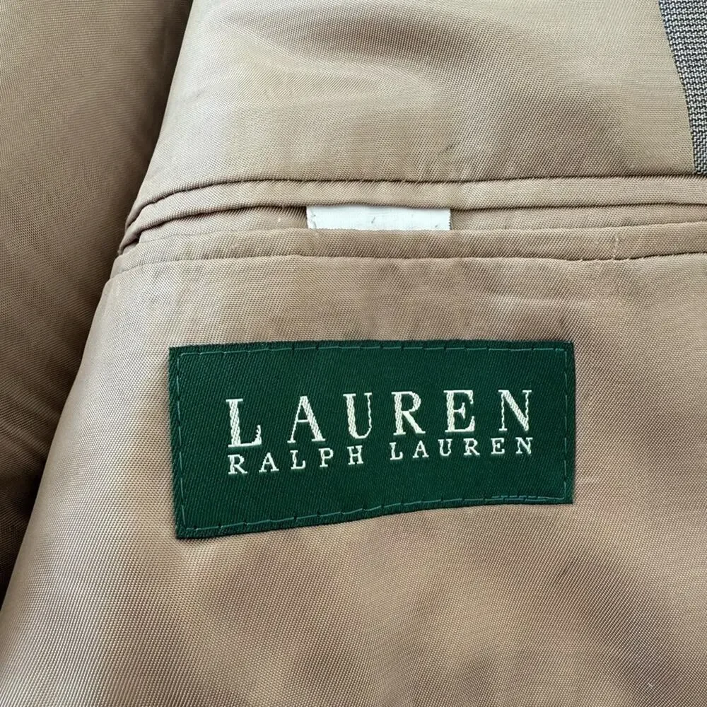 Lauren Ralph Lauren 100% Wool Blazer Brown With Blue Accent Size 42R